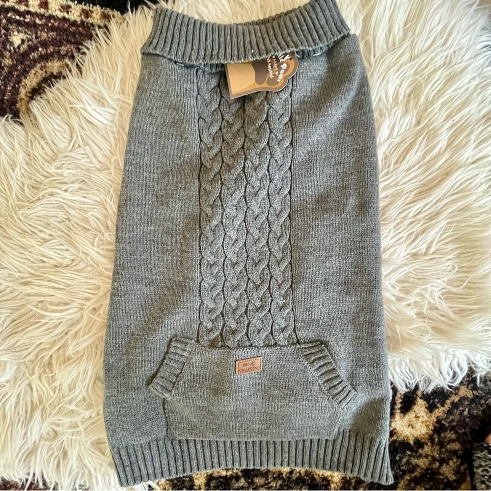 gray dog sweater